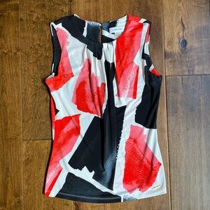 Calvin Klein Pleat Neck Sleeveless Blouse XS